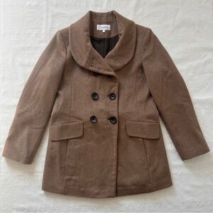 Calvin Klein Double-Breasted Brown Peacoat